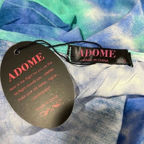 Adome Blue and Green Tie Dye Beach swim cover up NWT size small - Picture 12 of 13